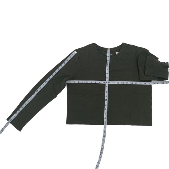 NWT Wild Fable Green Long Sleeve Cropped Boxy Shirt Size Large Women's - Picture 5 of 8